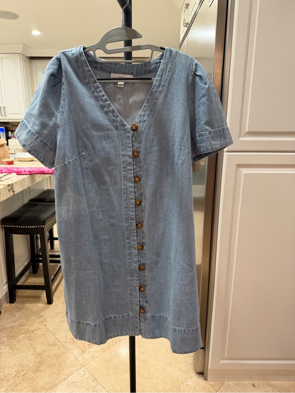 CeCe Light Blue Denim Shift Dress